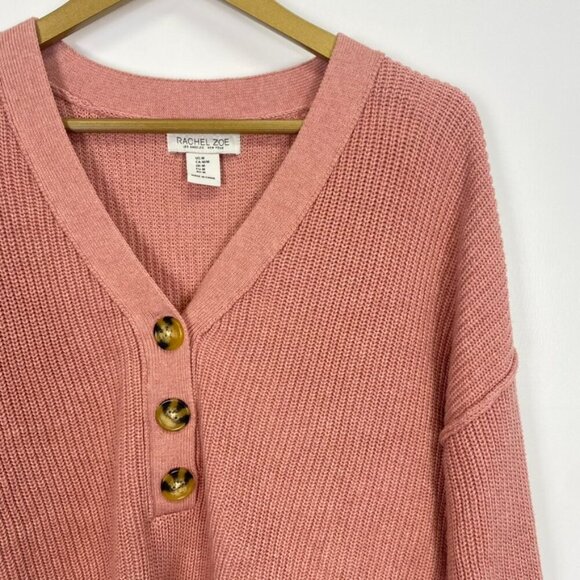 Rachel Zoe Pink Knit V Neck Sweater - Picture 6 of 11